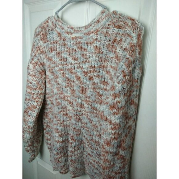 Rd style Women's Long Sleeve Orange White Grey Y2K Hi Lo Hem Sweater. Size L - Picture 12 of 13